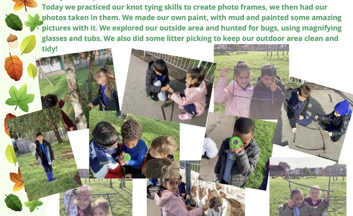 Image of Week 2, Forest School. Tied up in knots and mud painting!